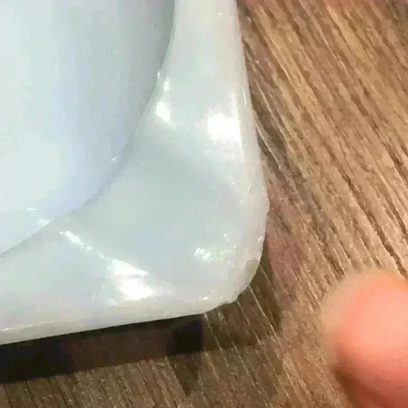 Mid Century Fire King Ashtray Robins Egg Blue Delphite Milk Glass 5 7/8" Square - Picture 3 of 5